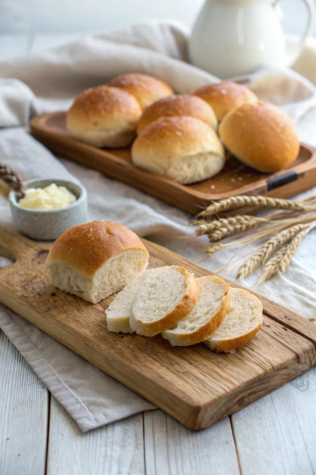 A variety of loaf and buns for crafting mini sandwiches.