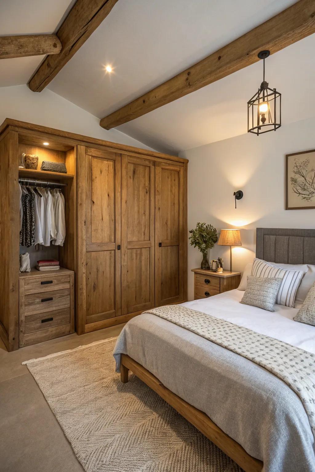 Rustic wood closets bring warmth and character into any room.