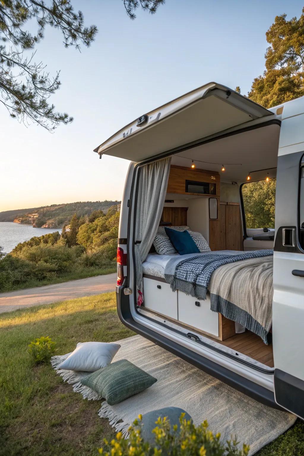 Slide-out beds provide a seamless switch from daytime to nighttime settings.