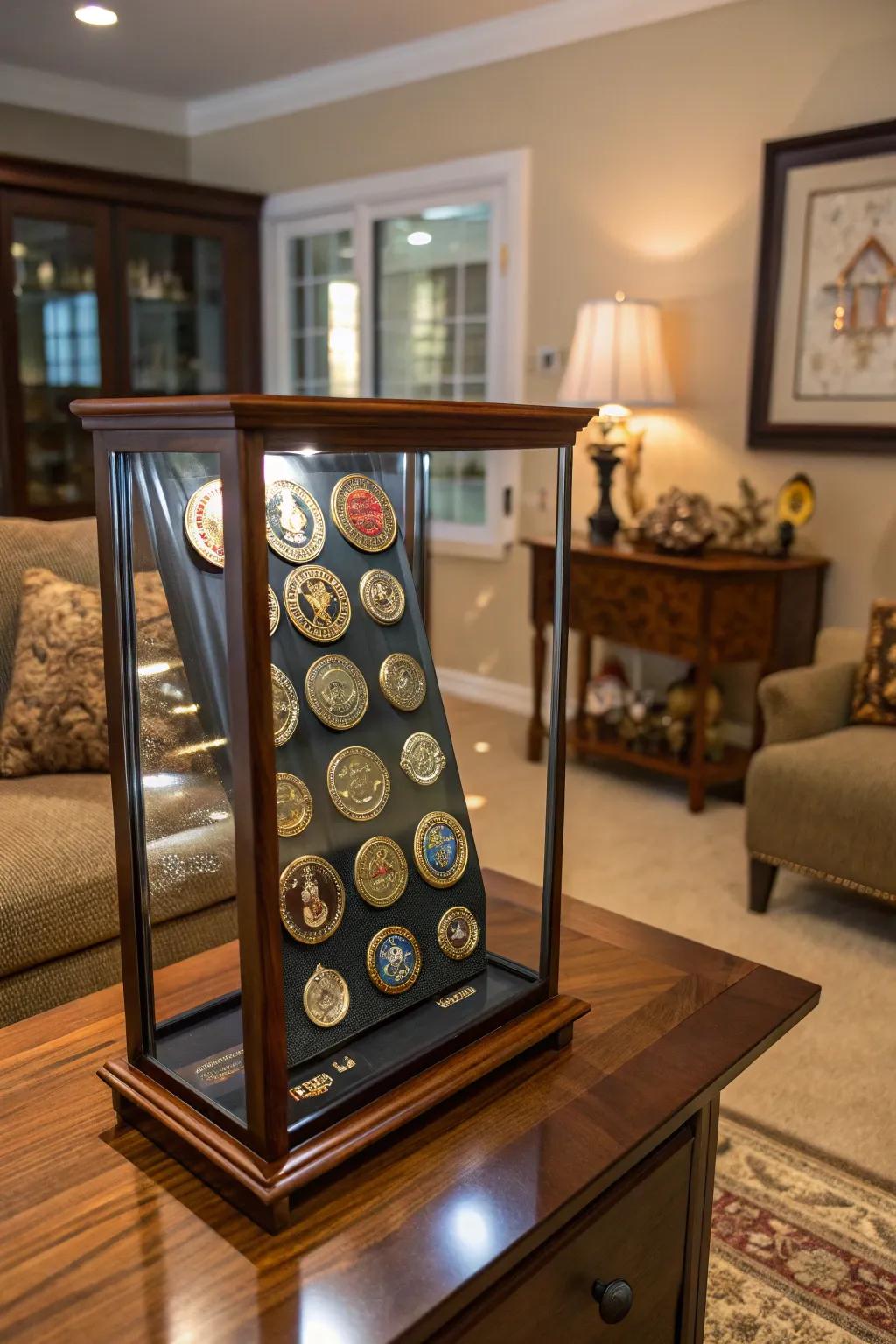 Display cases with glass doors protect and showcase your coins.