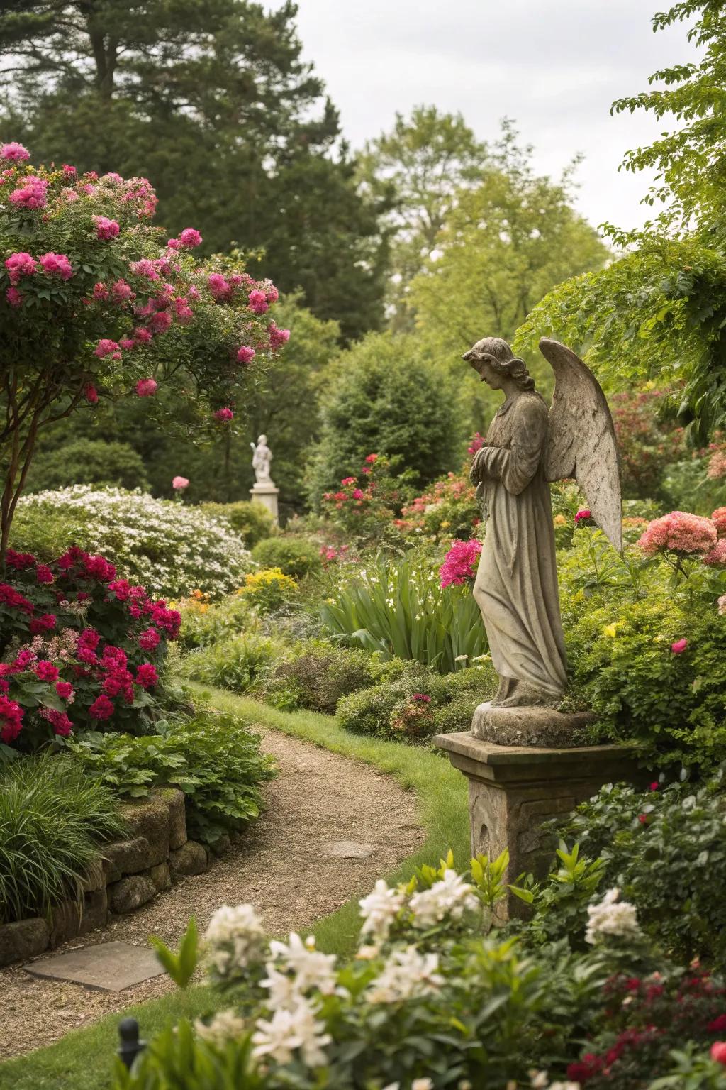 Garden figures with belief themes improve the tranquility of outdoor areas.