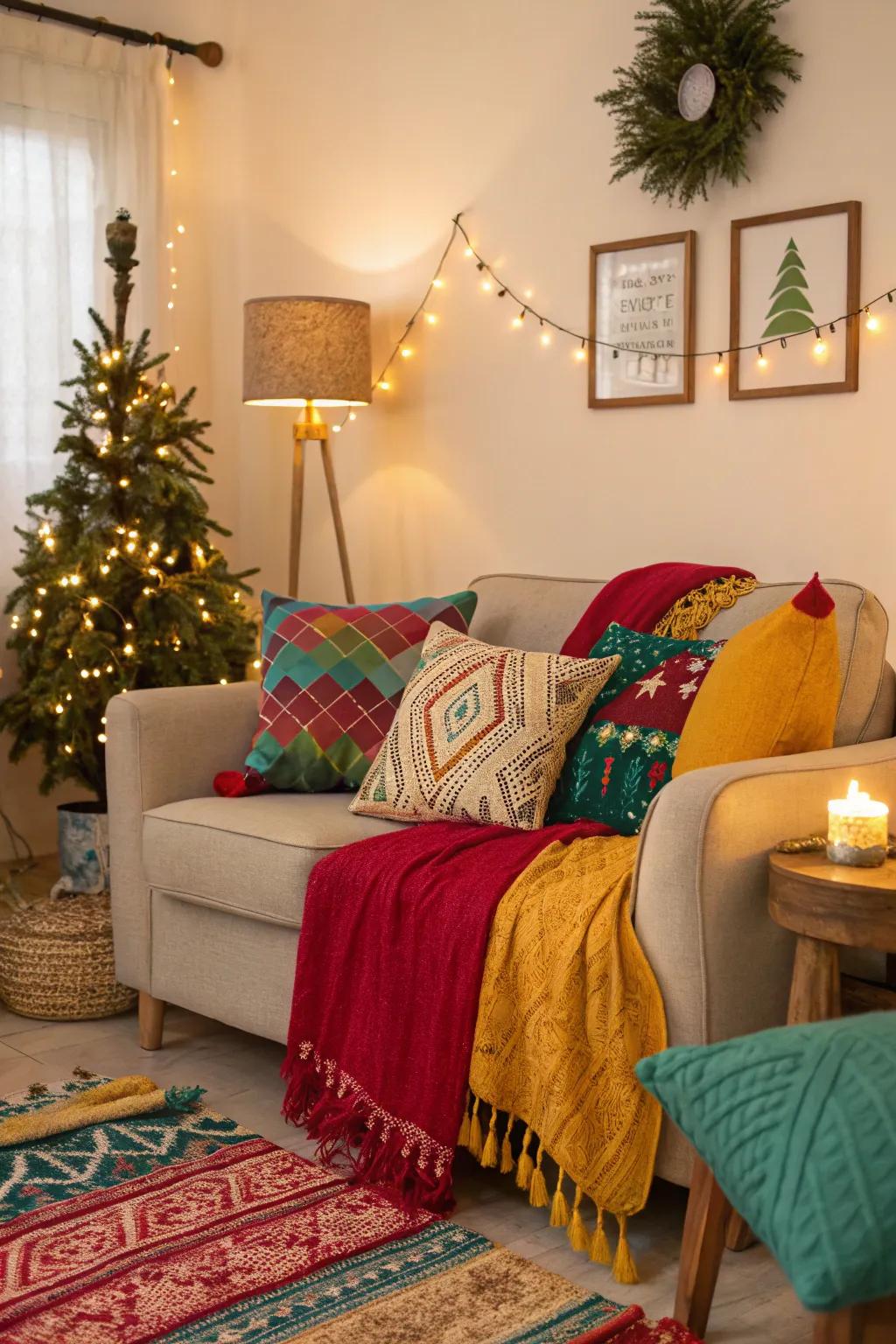 Bold seasonal touches add cheer and a splash of color to any room.