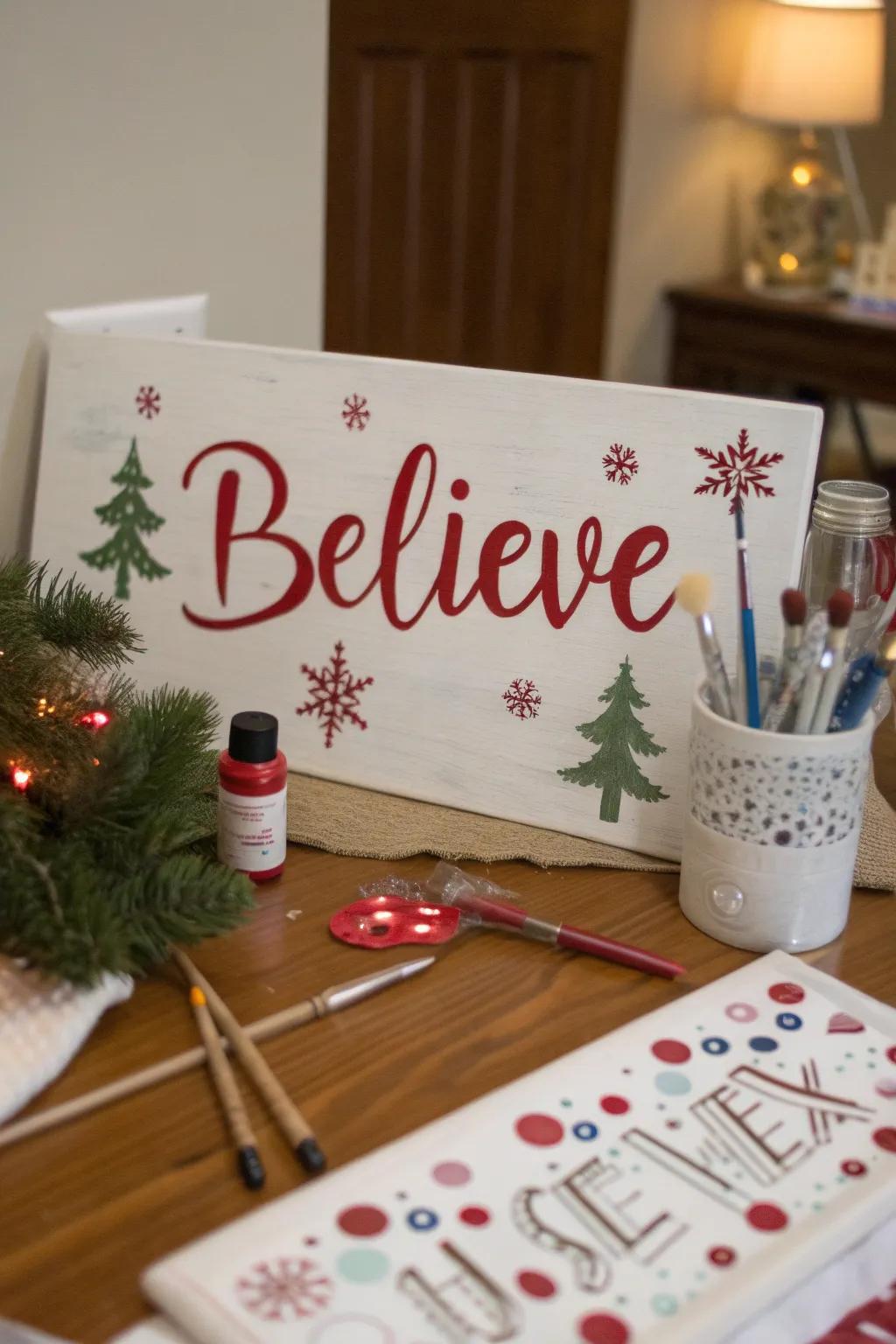 Create a personalized touch with a DIY Christmas sign.