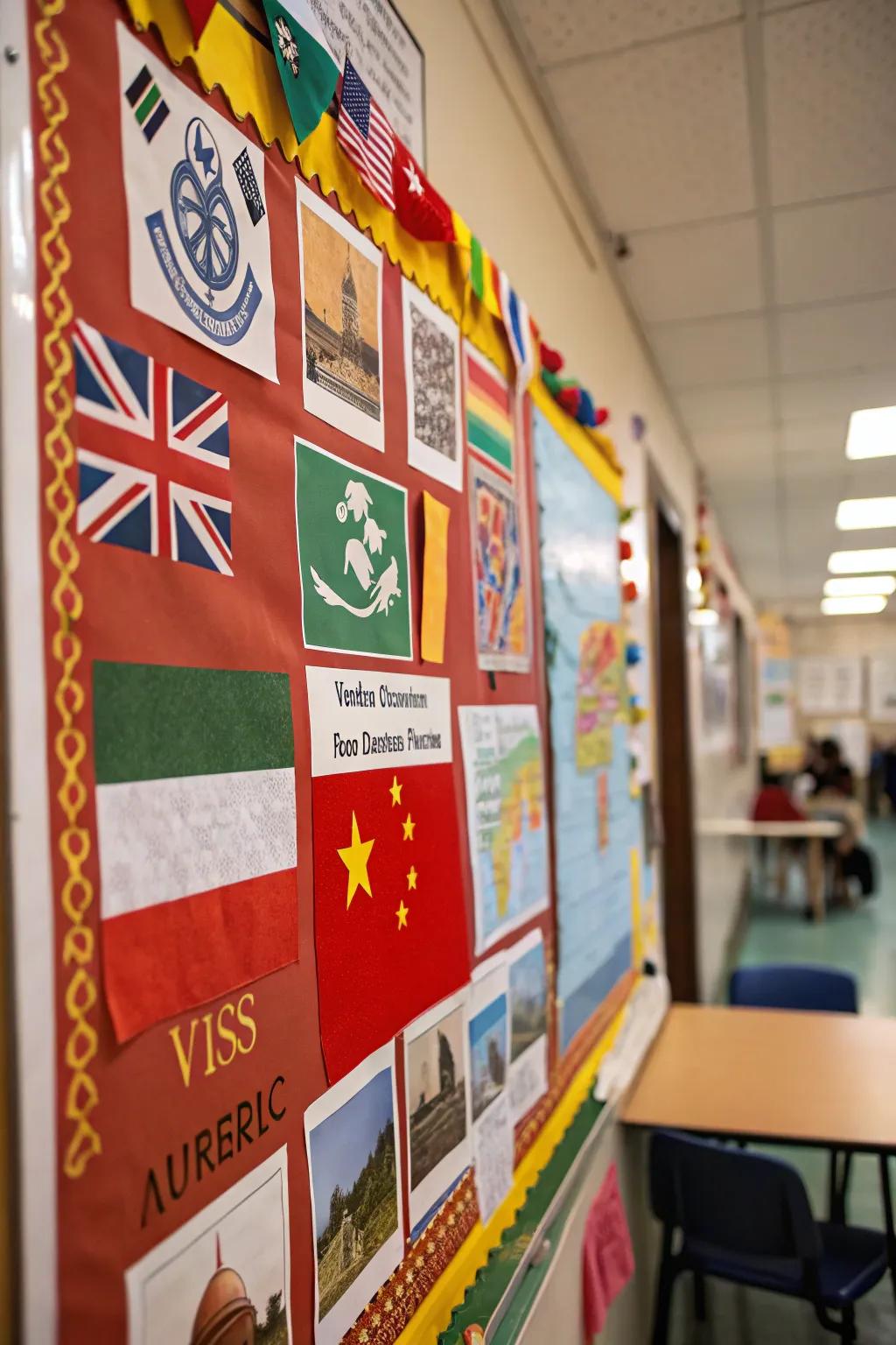 Celebrating diverse cultures on a vibrant notice board.