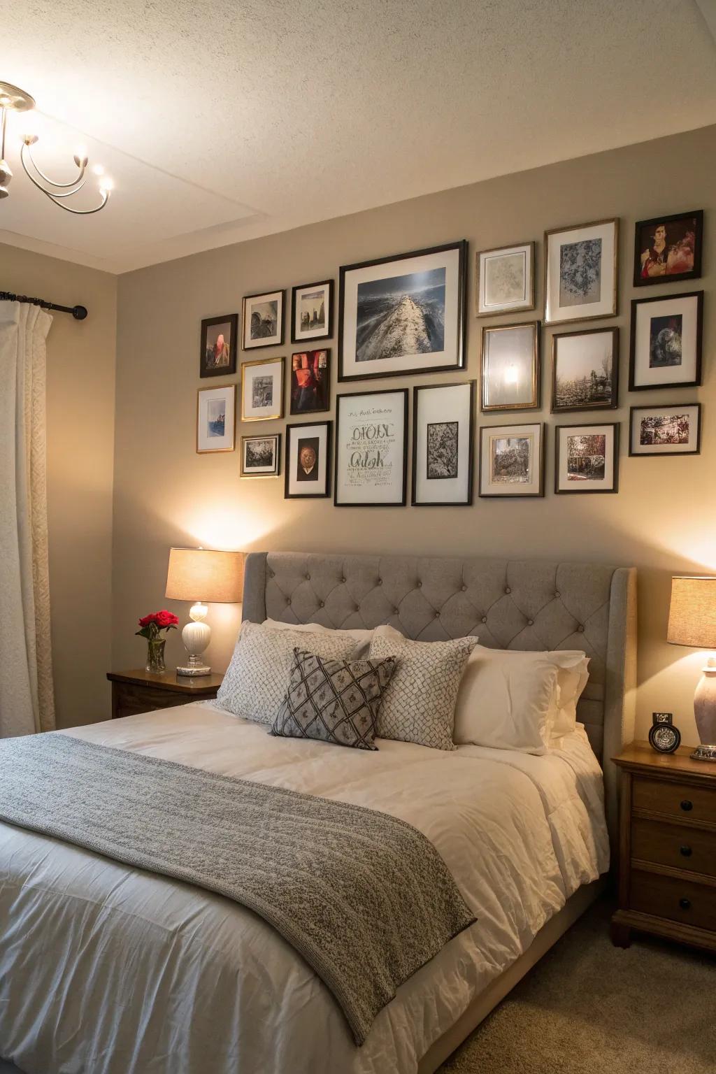 Personal accents like gallery walls add warmth and individuality.