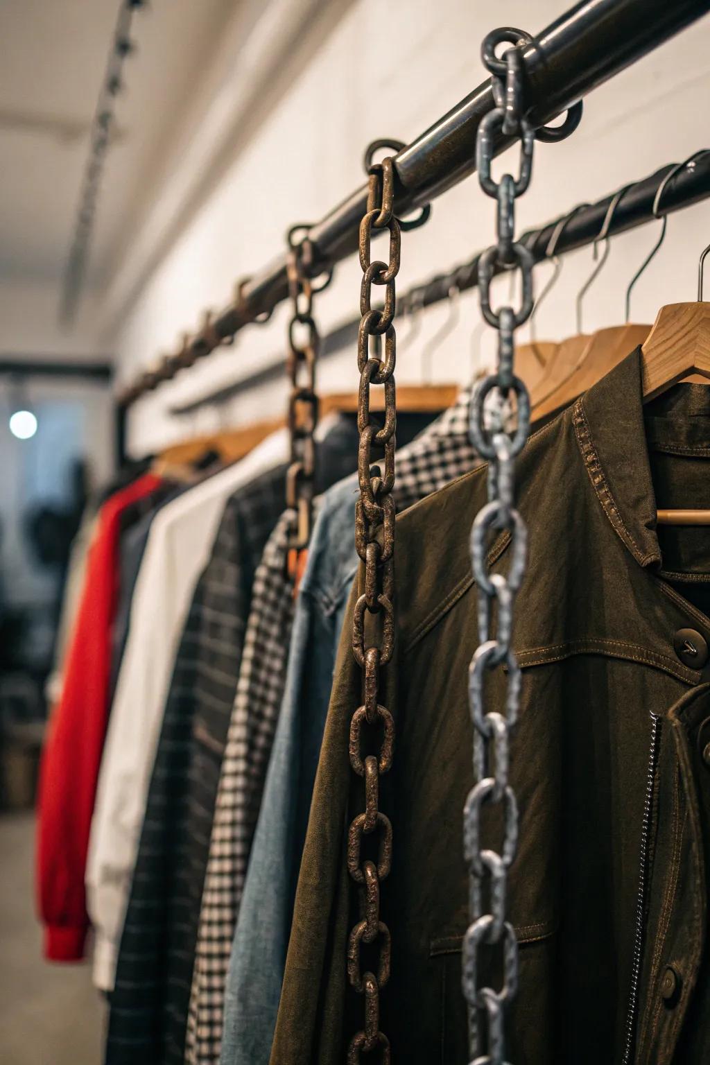 Chains allow customizable height options, making shared closets a harmonious experience.