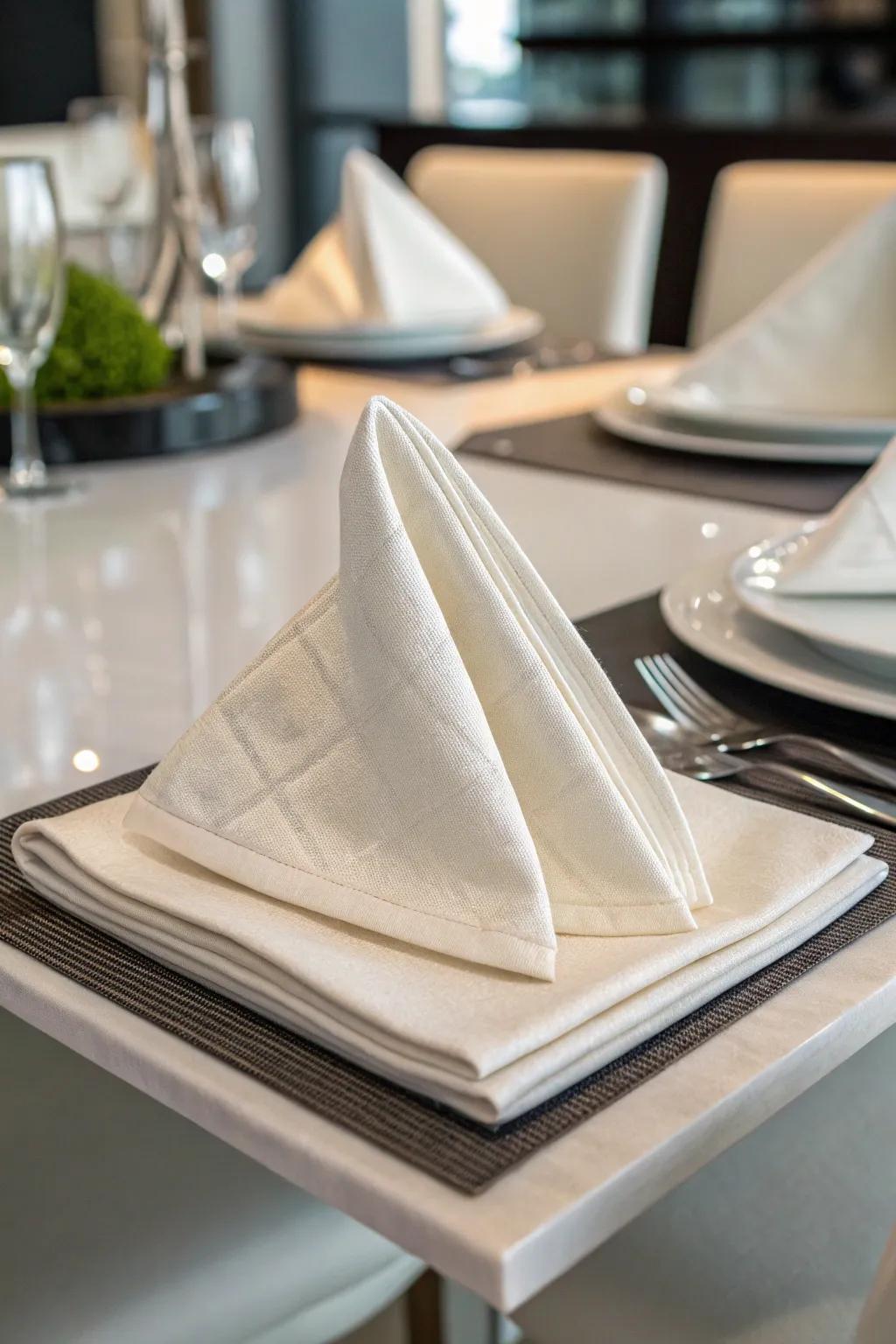 The gem napkin fold, ideal for a hint of geometric grace.