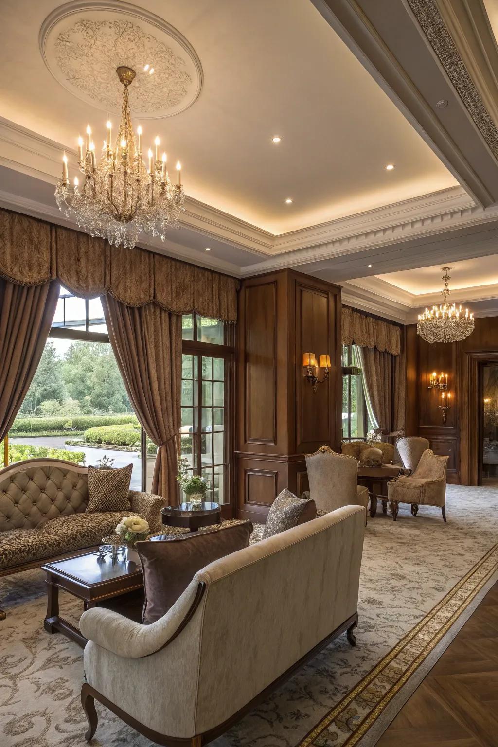 Sumptuous touches featuring top-tier materials inside a clubhouse.