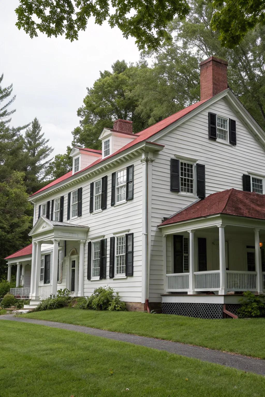 Colonial-style home with composite material siding.