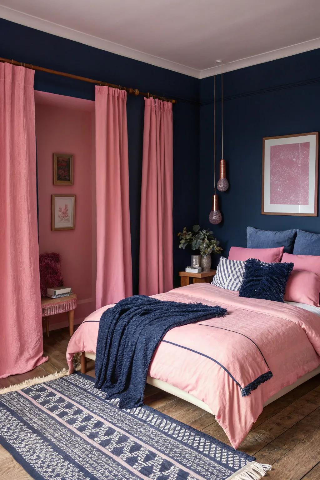 Unconventional yet harmonious color pairings create a visual delight.