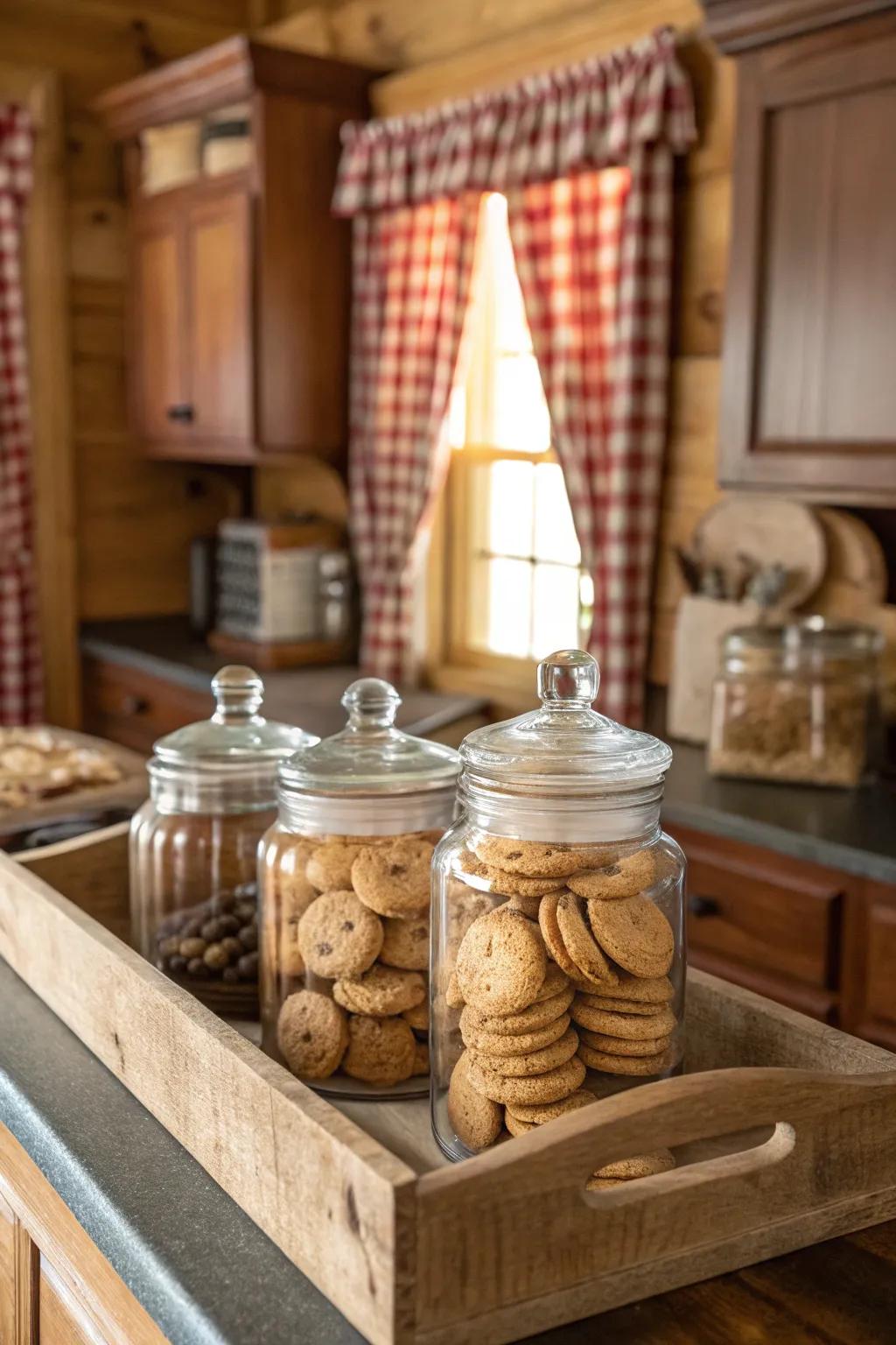 Country charm through timber platter layouts.