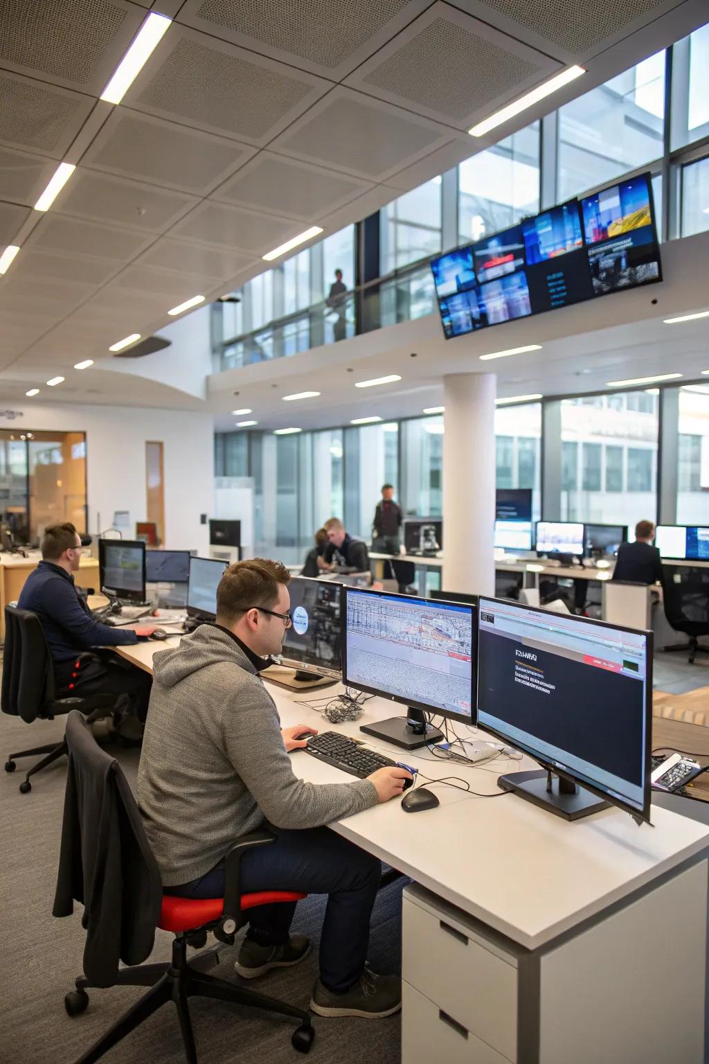 Office space with integrated modern technology.