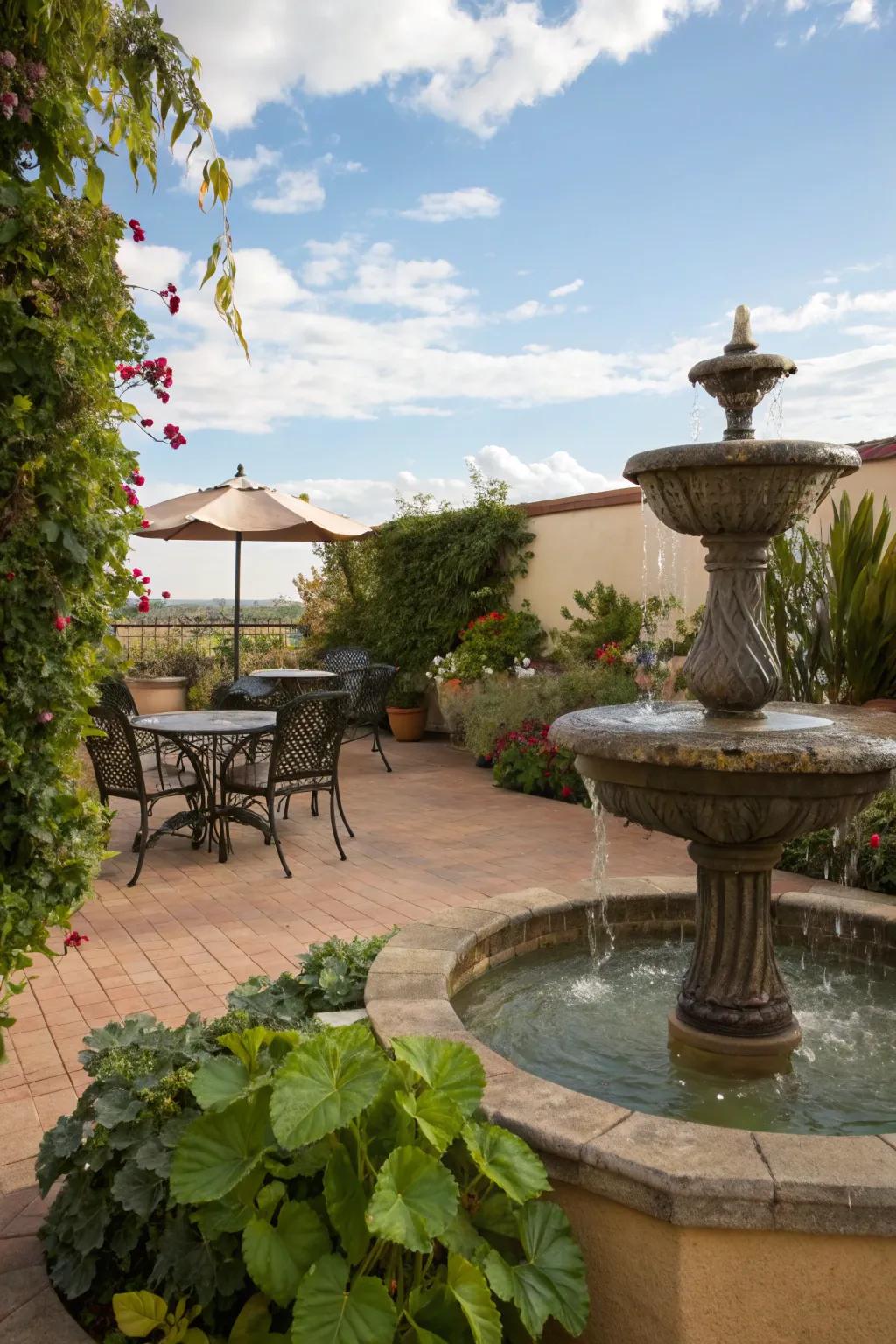 A water feature imparts a soothing aura to your outdoor domain.