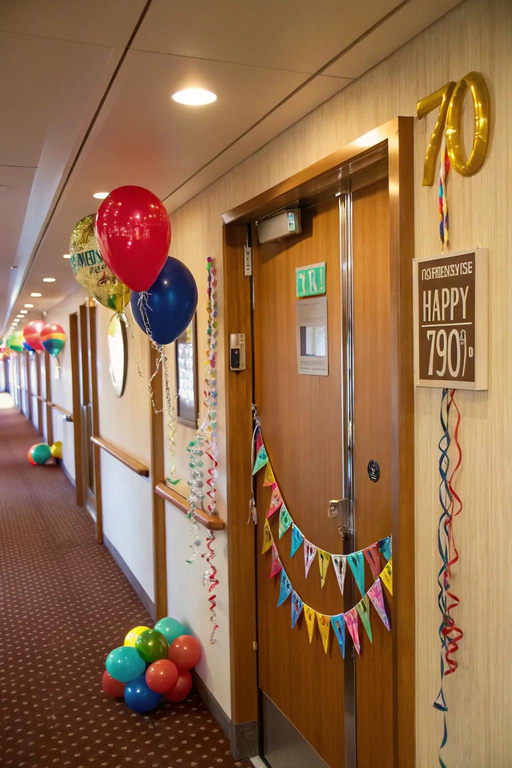 Commemorate special events through themed cruise door decorations.
