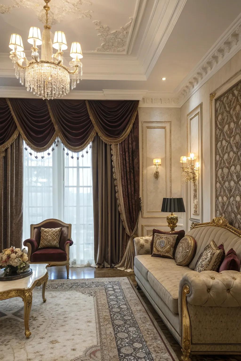 Elevate your living space with the opulent textile of velvet valances.