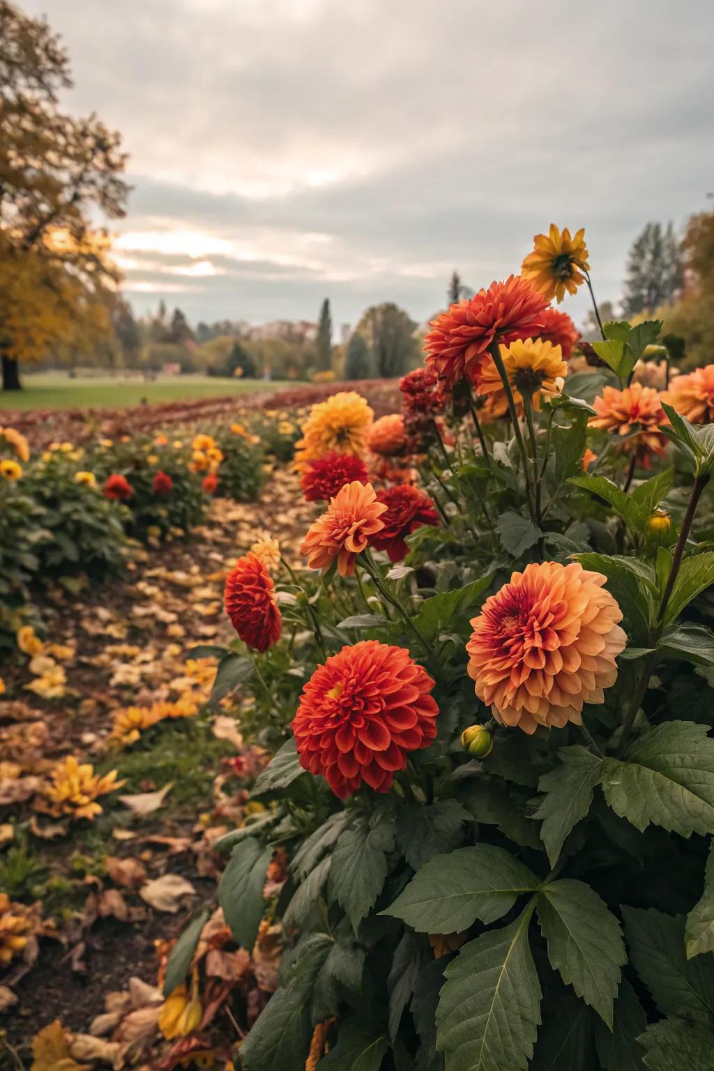 Seasonal congruence with autumn-toned asters.