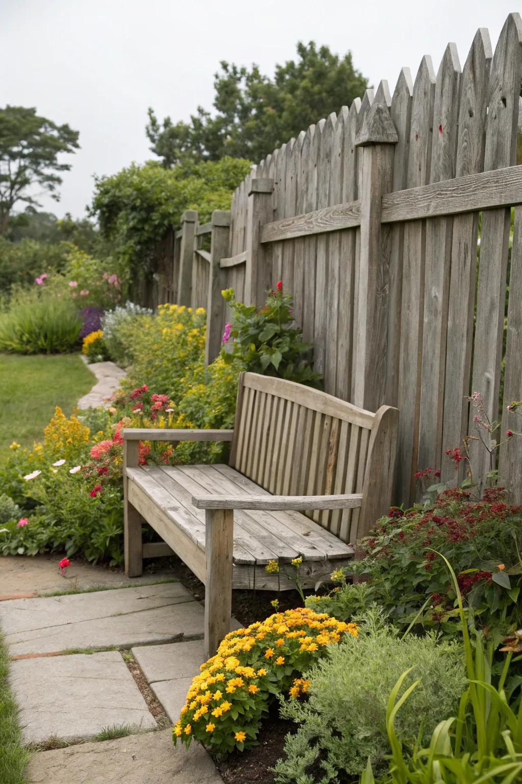 An integral bench tenders solace and vogue in garden settings.
