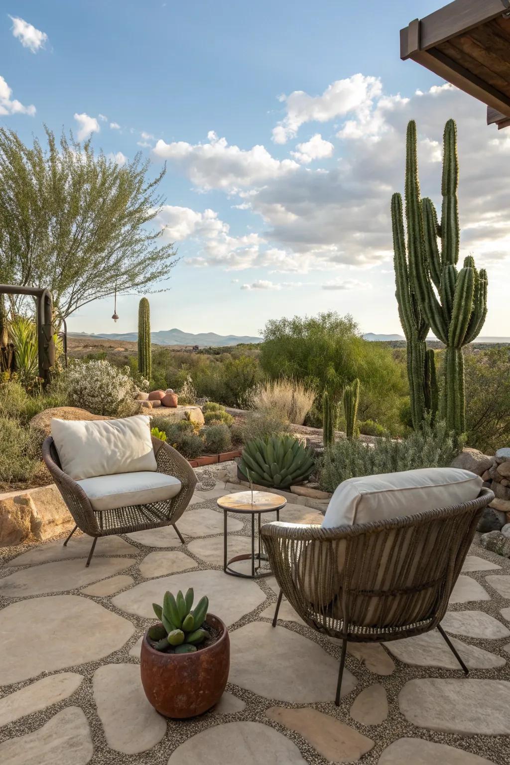 Conceptualize an alluring enclave to recline and relish in your desert masterpiece.