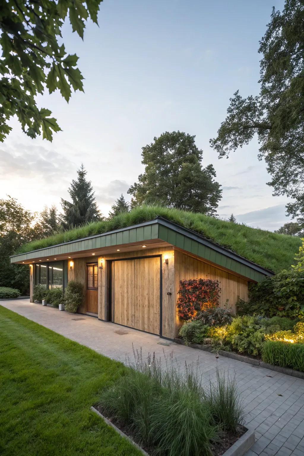 An eco-conscious garage that embraces sustainability.