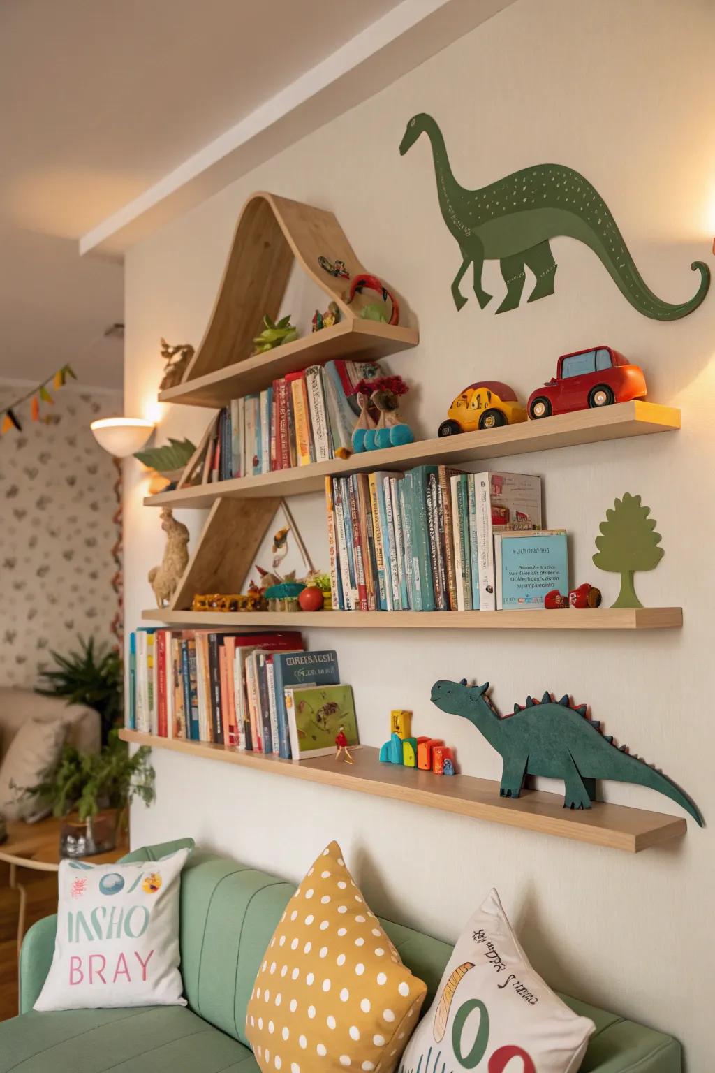 Reptile-shaped wall ledges infusing individuality to adornment.