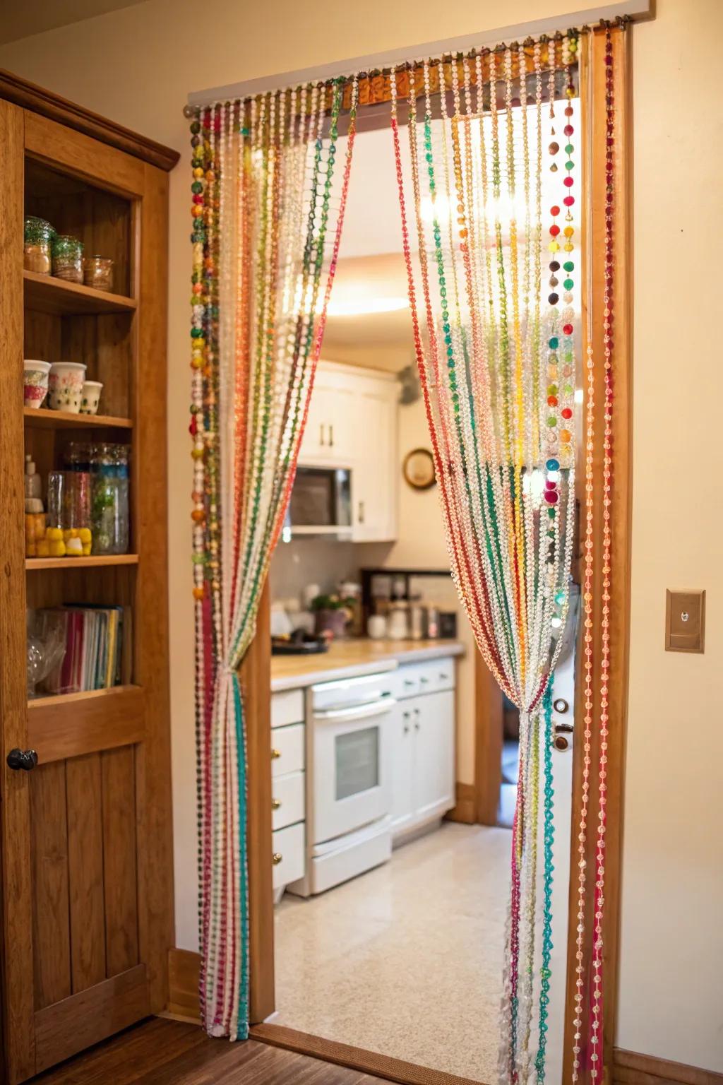Beaded strands add a nostalgic, playful allure to gateways.