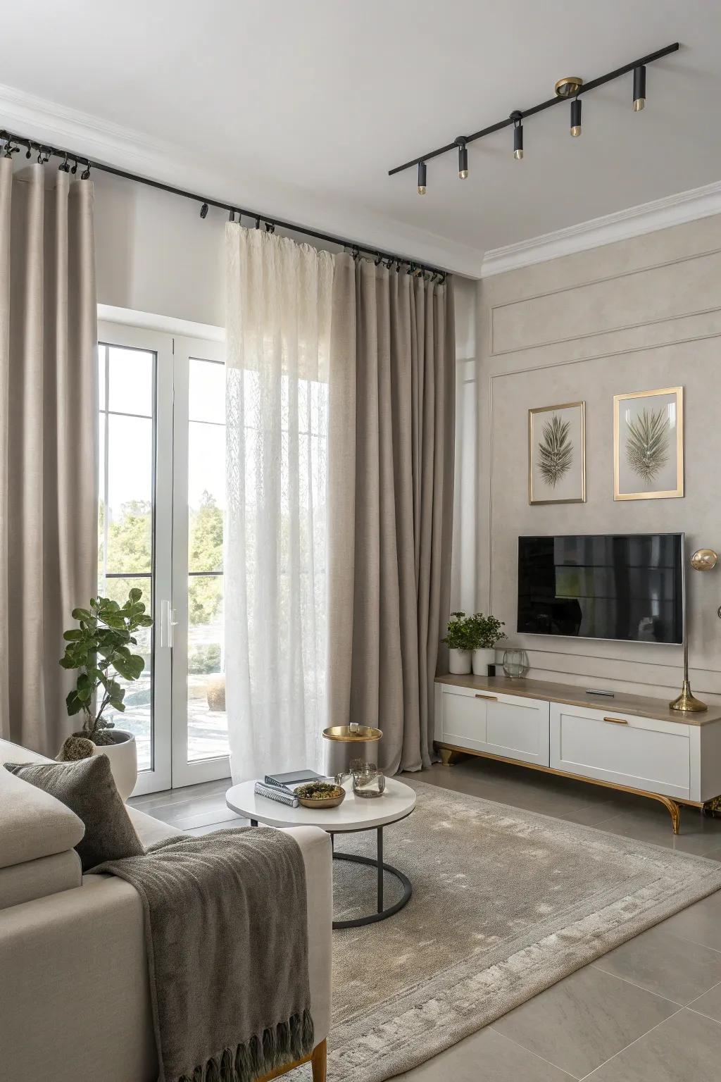 Metal rods deliver a sleek, modern aesthetic.