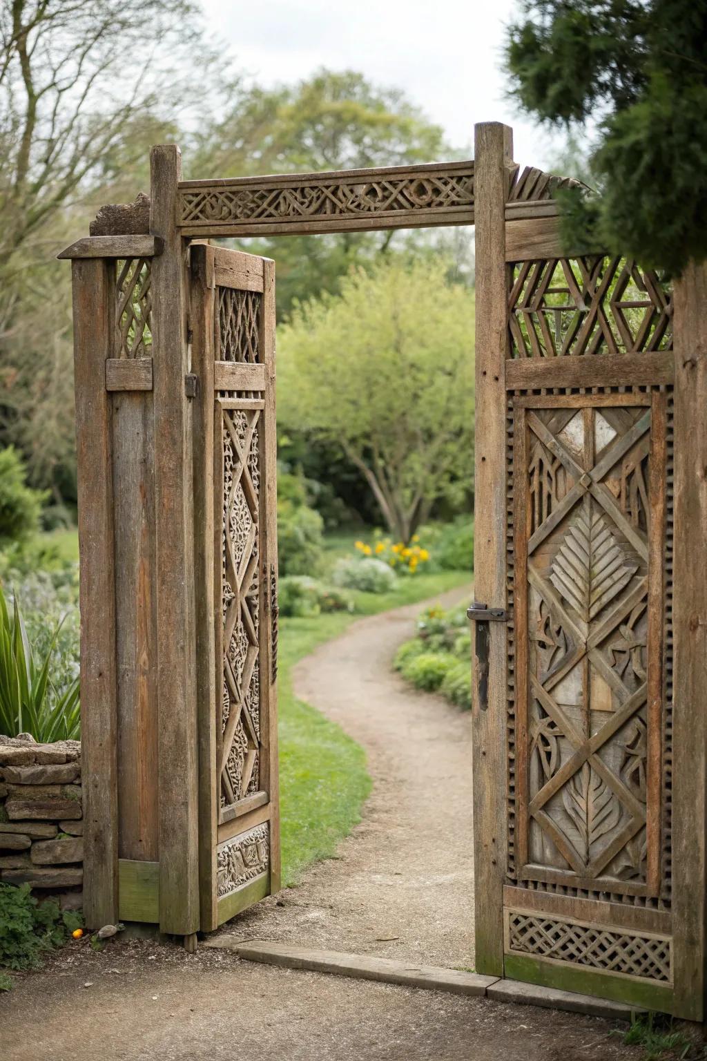 Geometric designs injecting a modern essence into this timber gate.