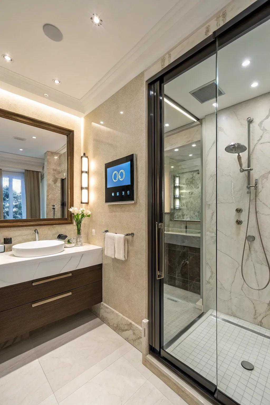 Smart technology introduces convenience and modern opulence to ensuites.