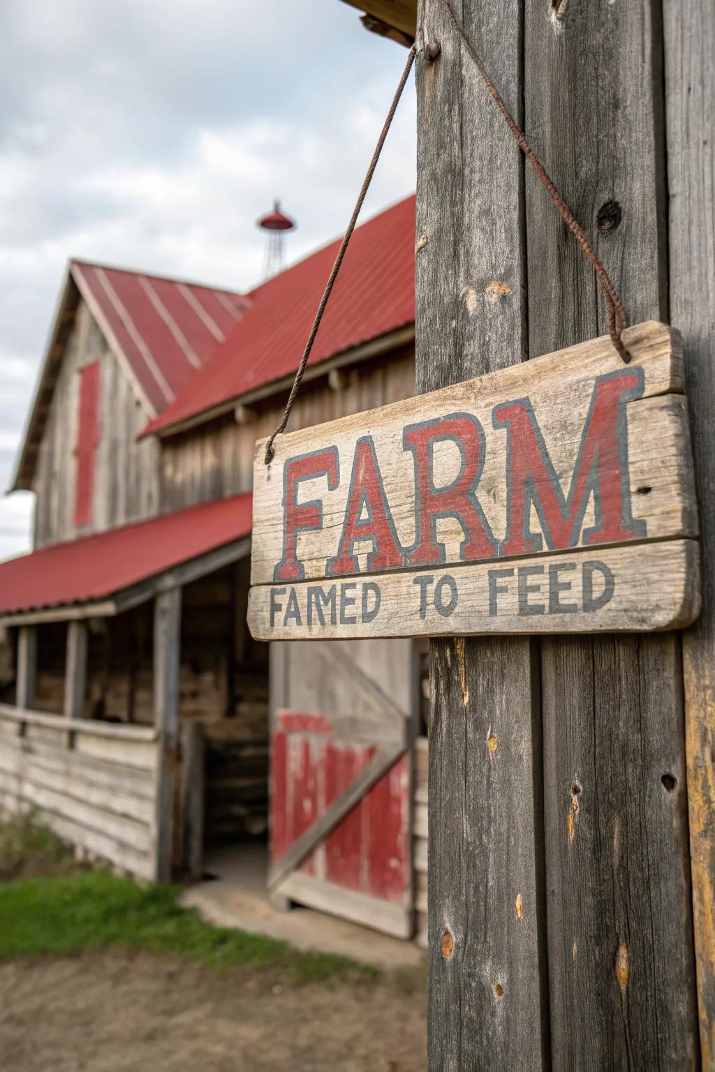 Vintage grace and sustainability harmonized in a countryside barn timber marker.