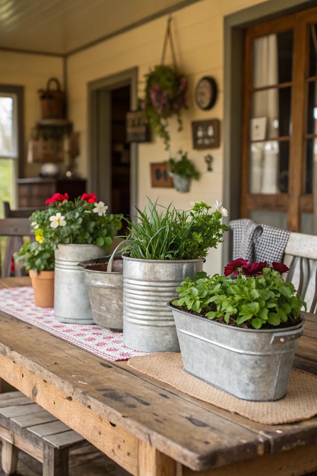 Reclaimed metal embellishments introduce an unforeseen divergence and character to your centerpiece.