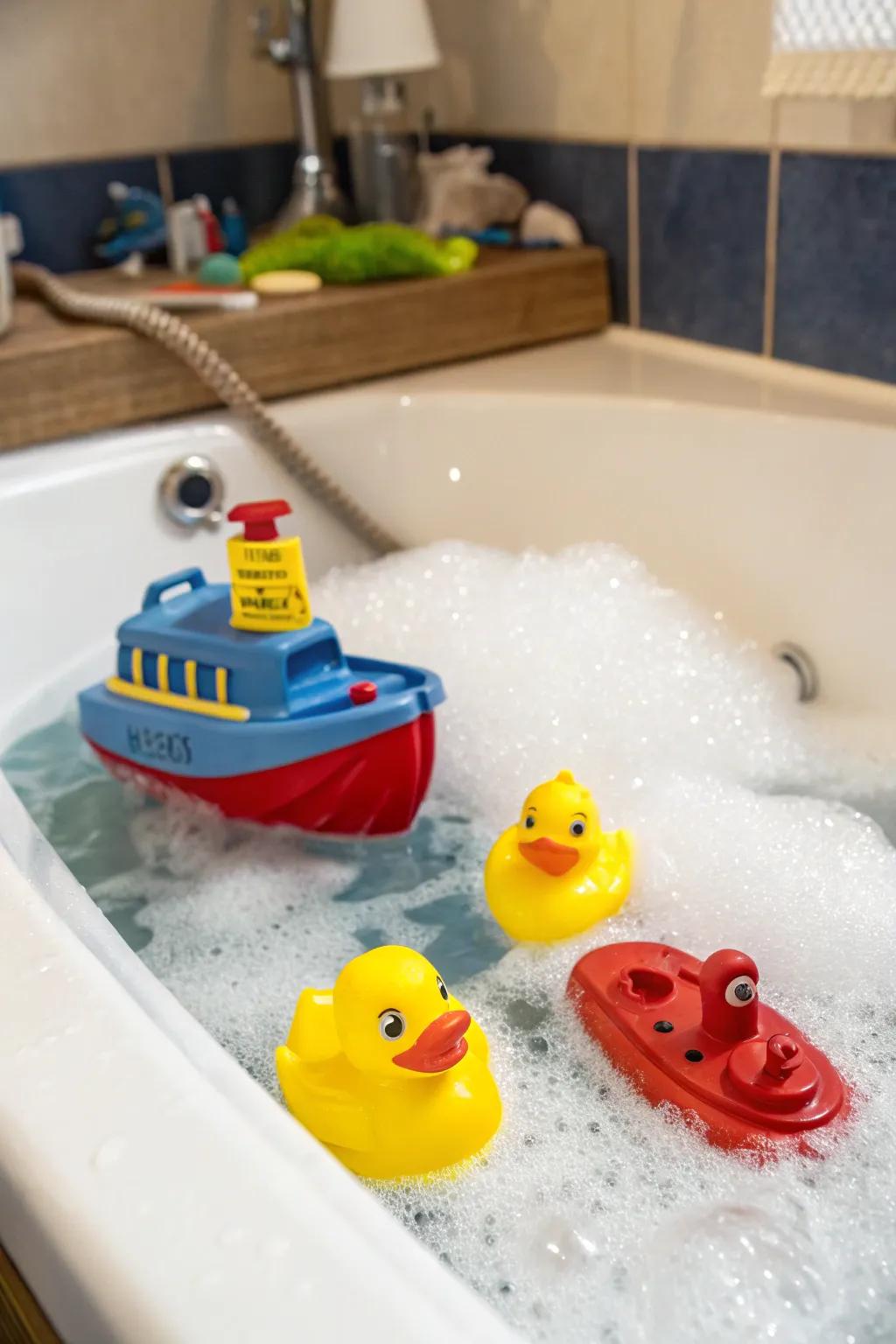 Make a splash with these fun bath companions that bring joy and laughter.