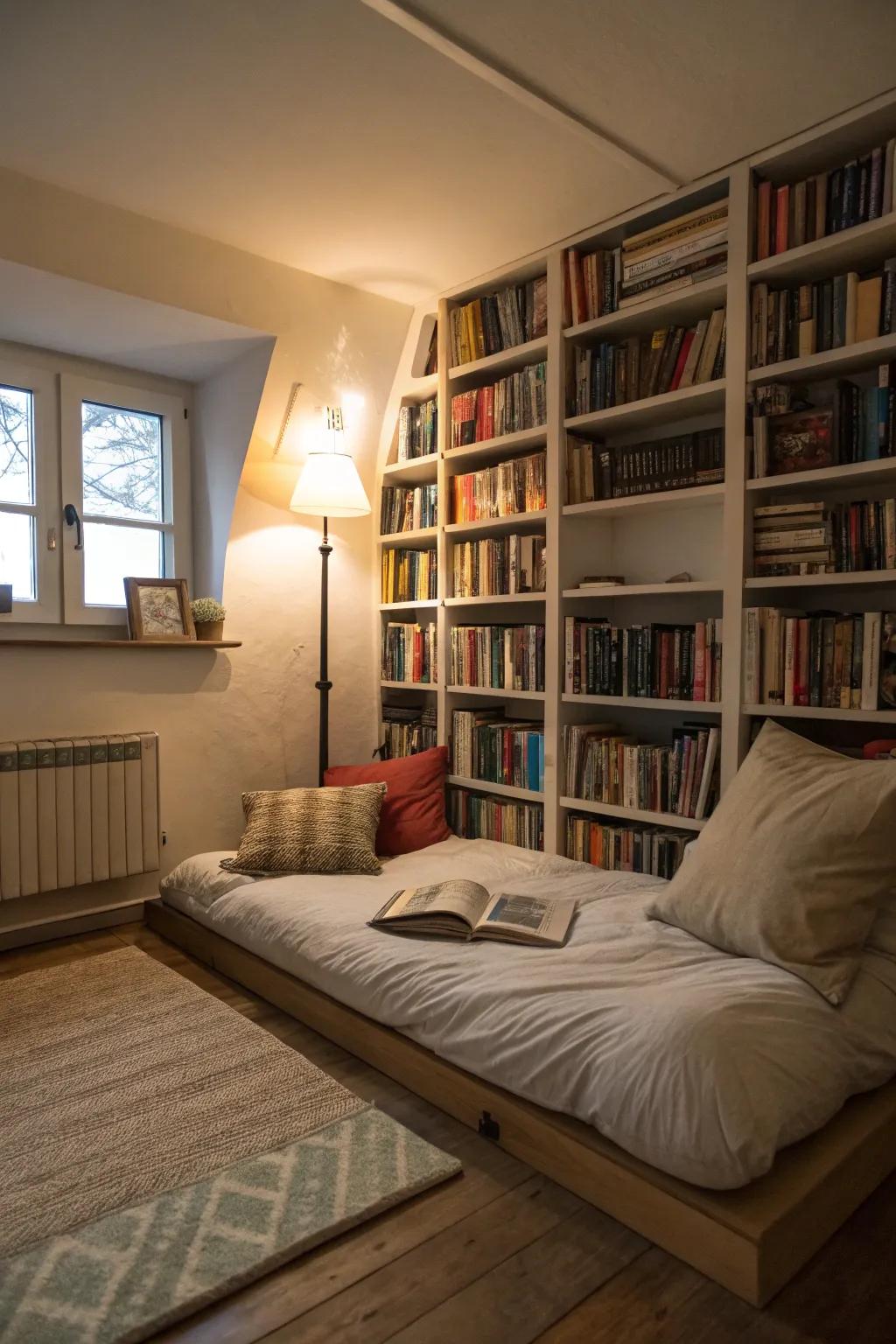 A reading corner brings charm and function to a small space.