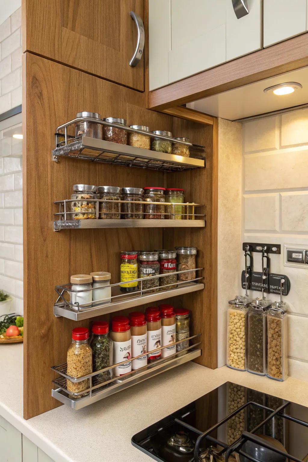 Racks mounted on the wall make use of corners and spaces that are often overlooked.