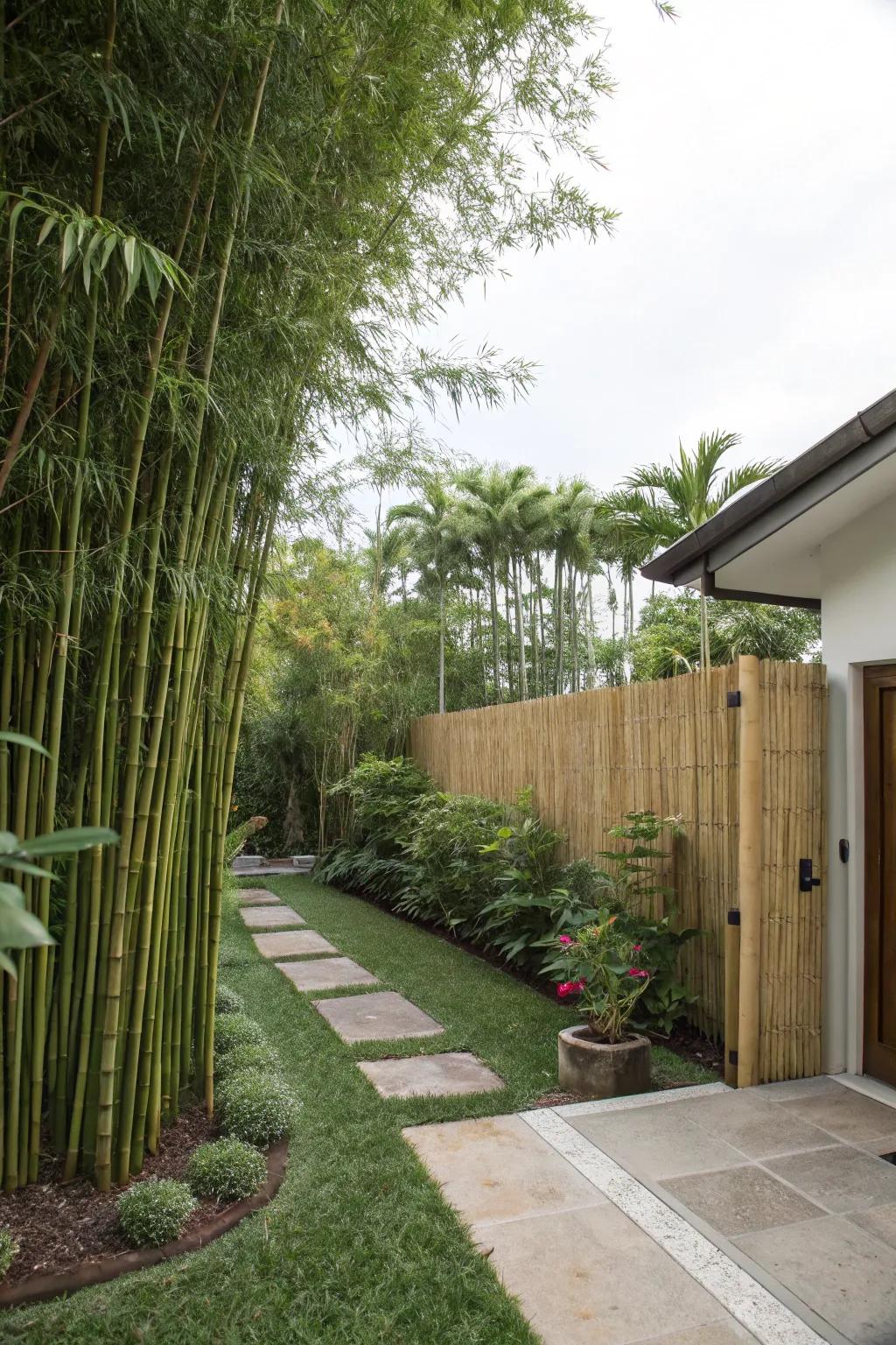 Bamboo screens bring a touch of the tropics with quick-growing seclusion.