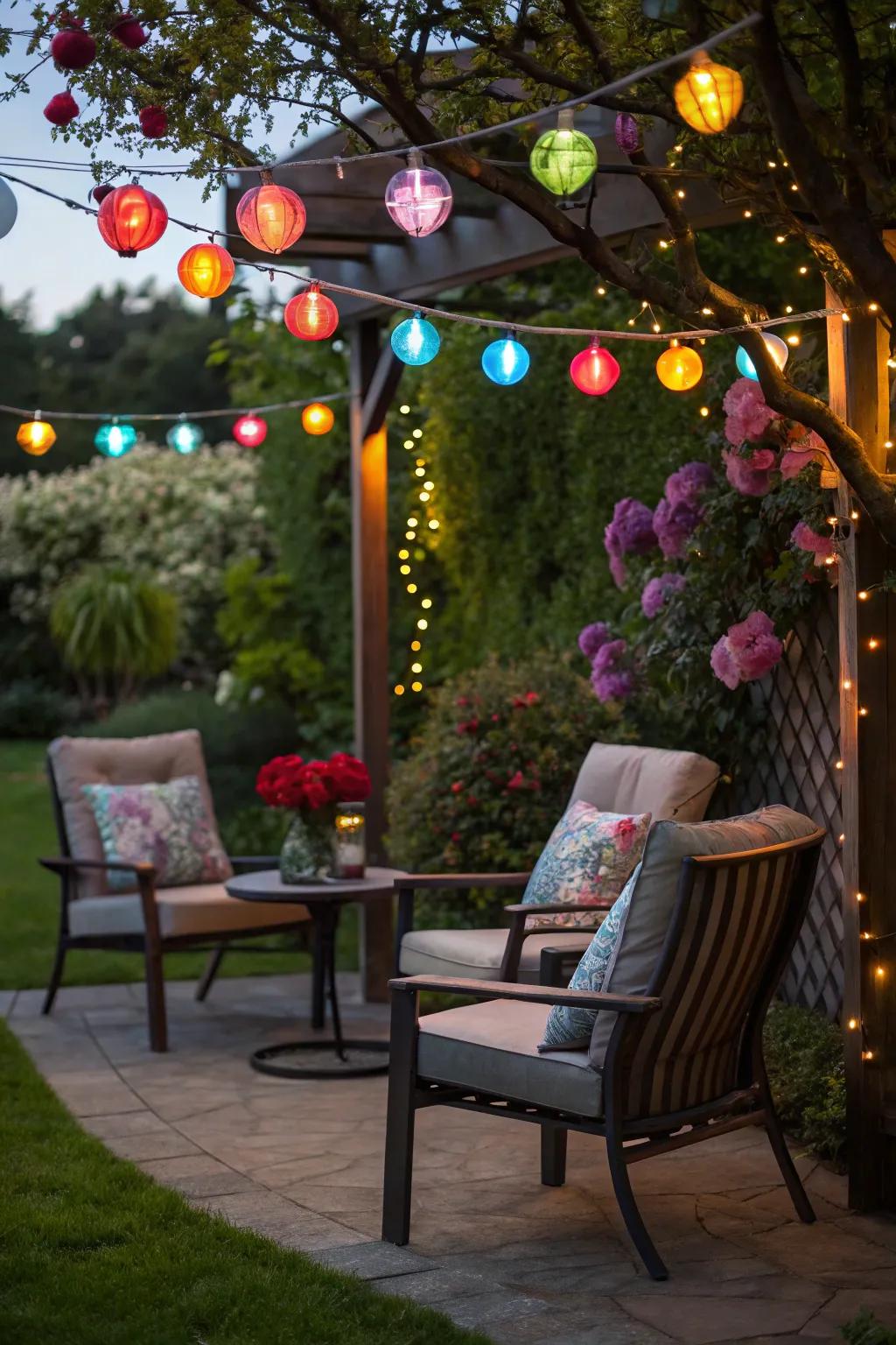 Add a splash of color with playful solar lights.