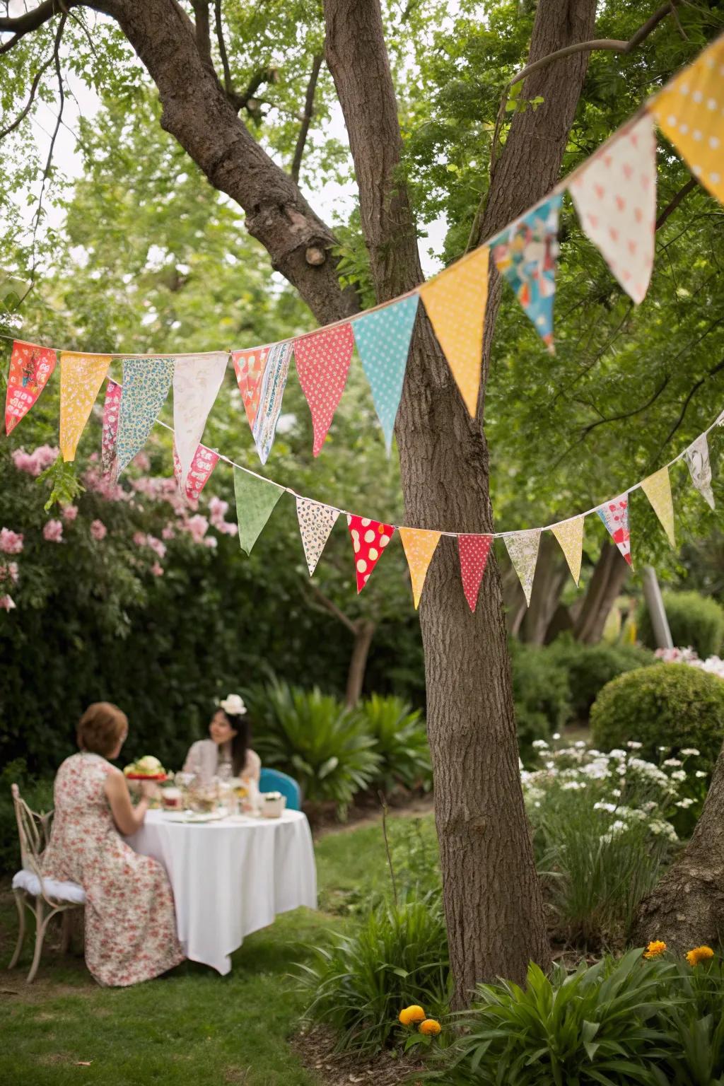 Bunting introduces a playful, festive vibe to open-air gatherings.