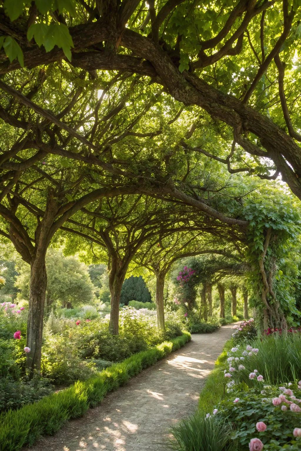 A garden getaway where tree canopies act as a sheltering overhead.