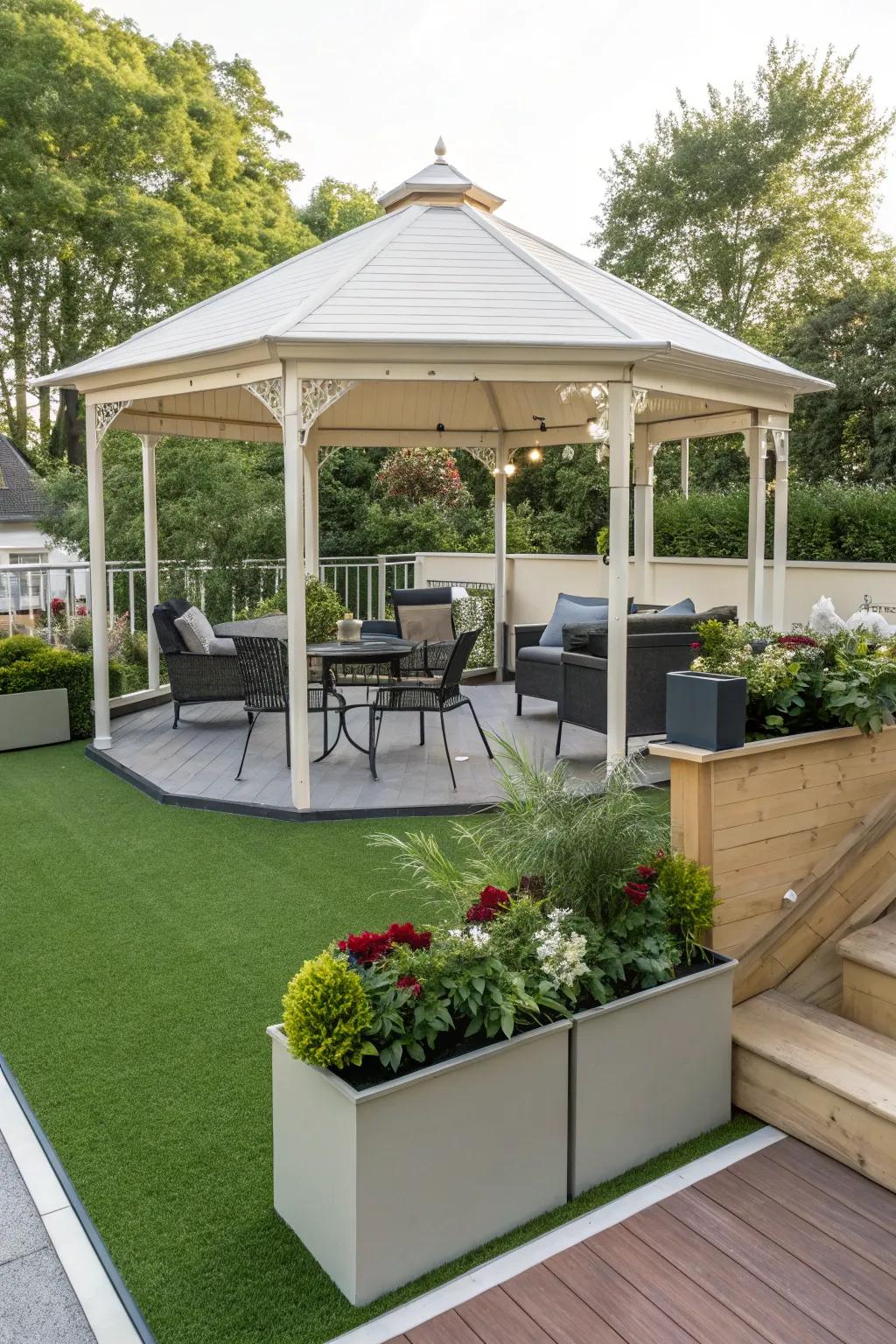 Man-made lawn offers a low-maintenance verdant flooring solution.