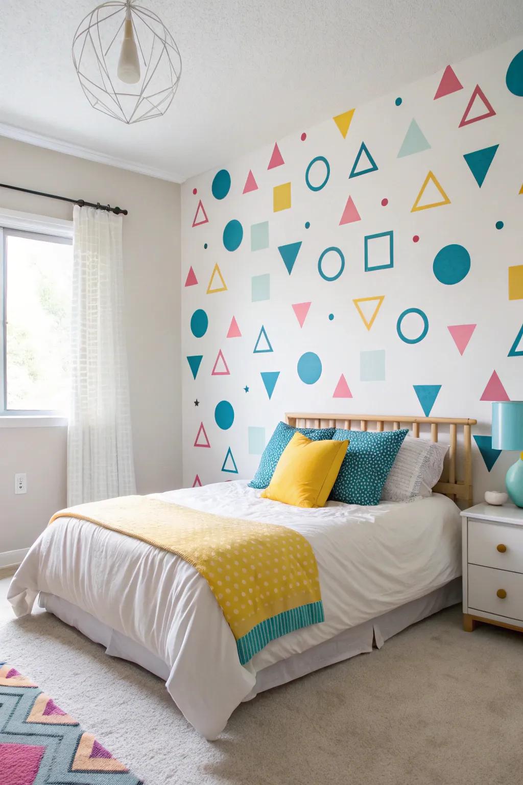 Wall stickers offer a flexible, rental-friendly way to add geometric art.