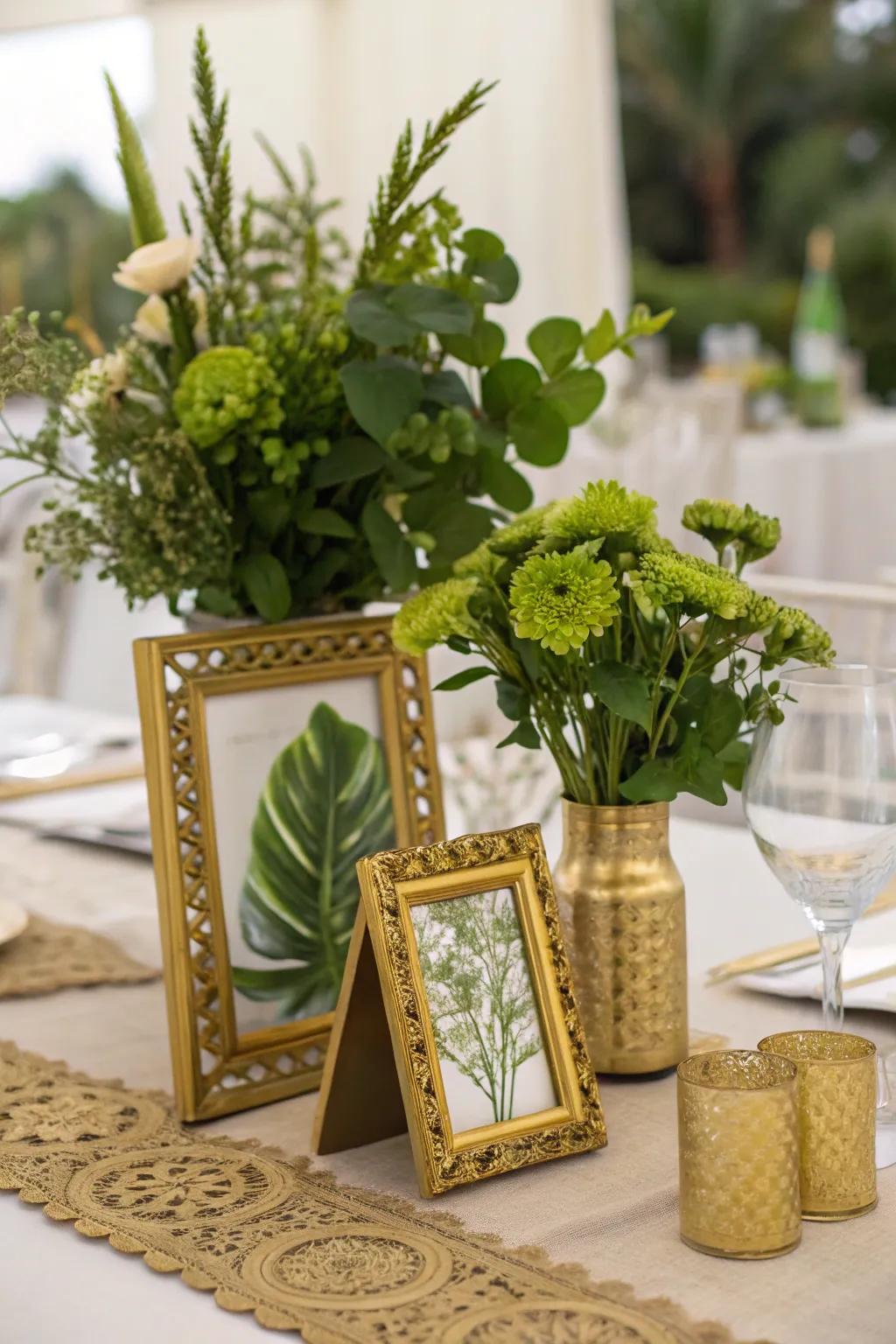 A balanced mix of gilded features and foliage.