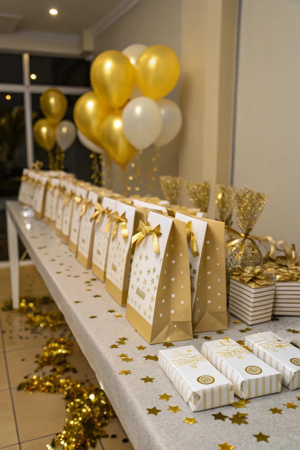 Thoughtful golden tokens for your esteemed guests.