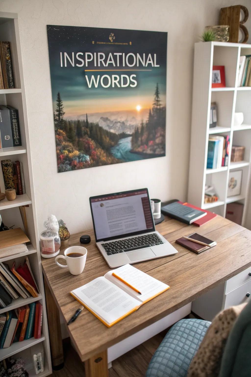 Inspiring quotes on the wall keep inspiration high.