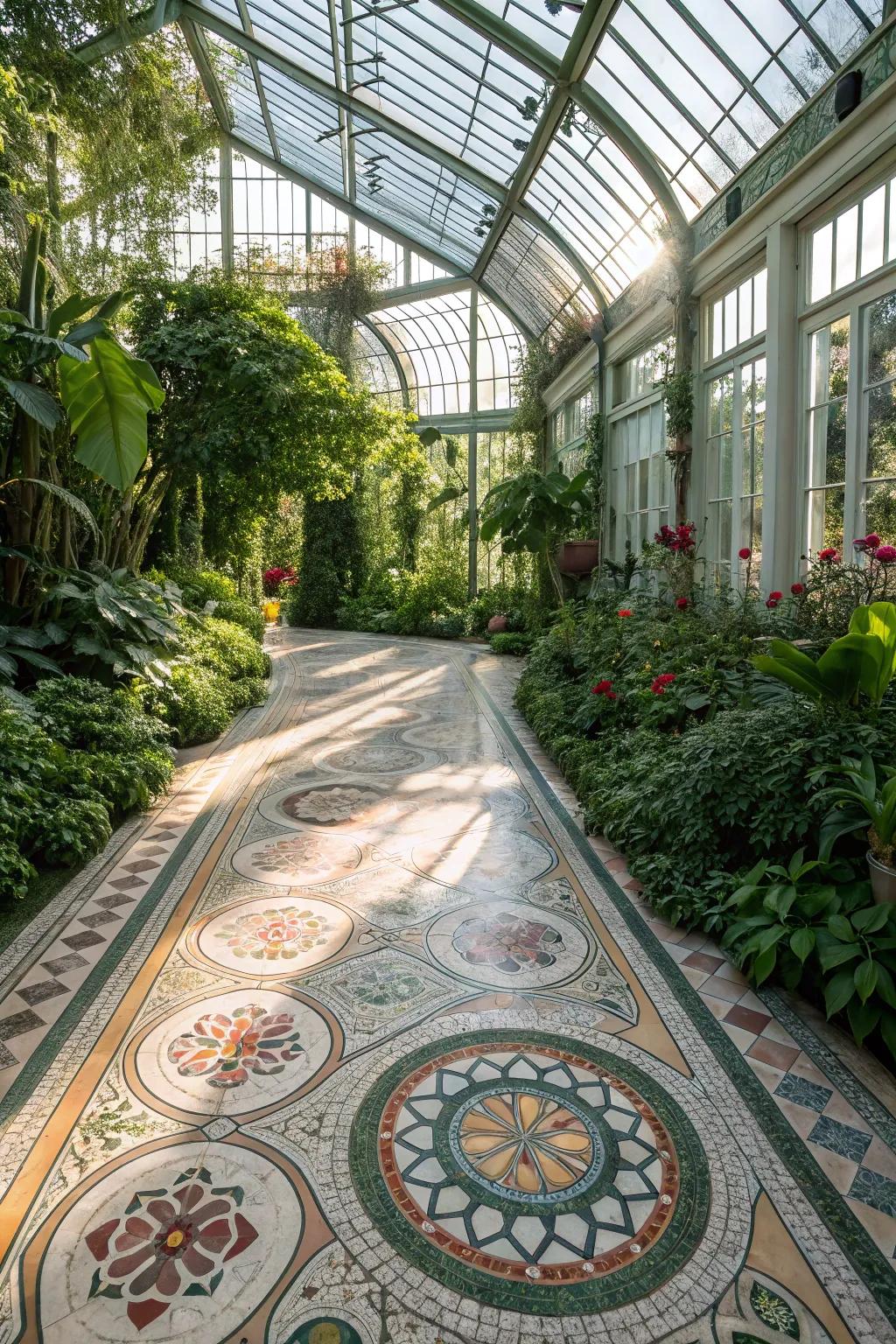 Patchwork patterns convert your greenhouse surface into an artistic creation.