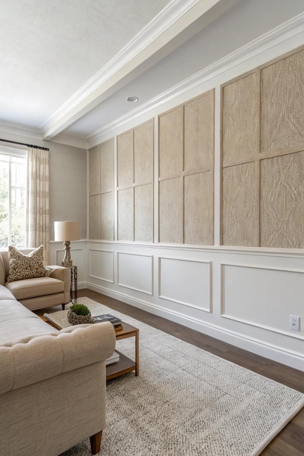 Introduce contemporary texture with fiberboard paneling.
