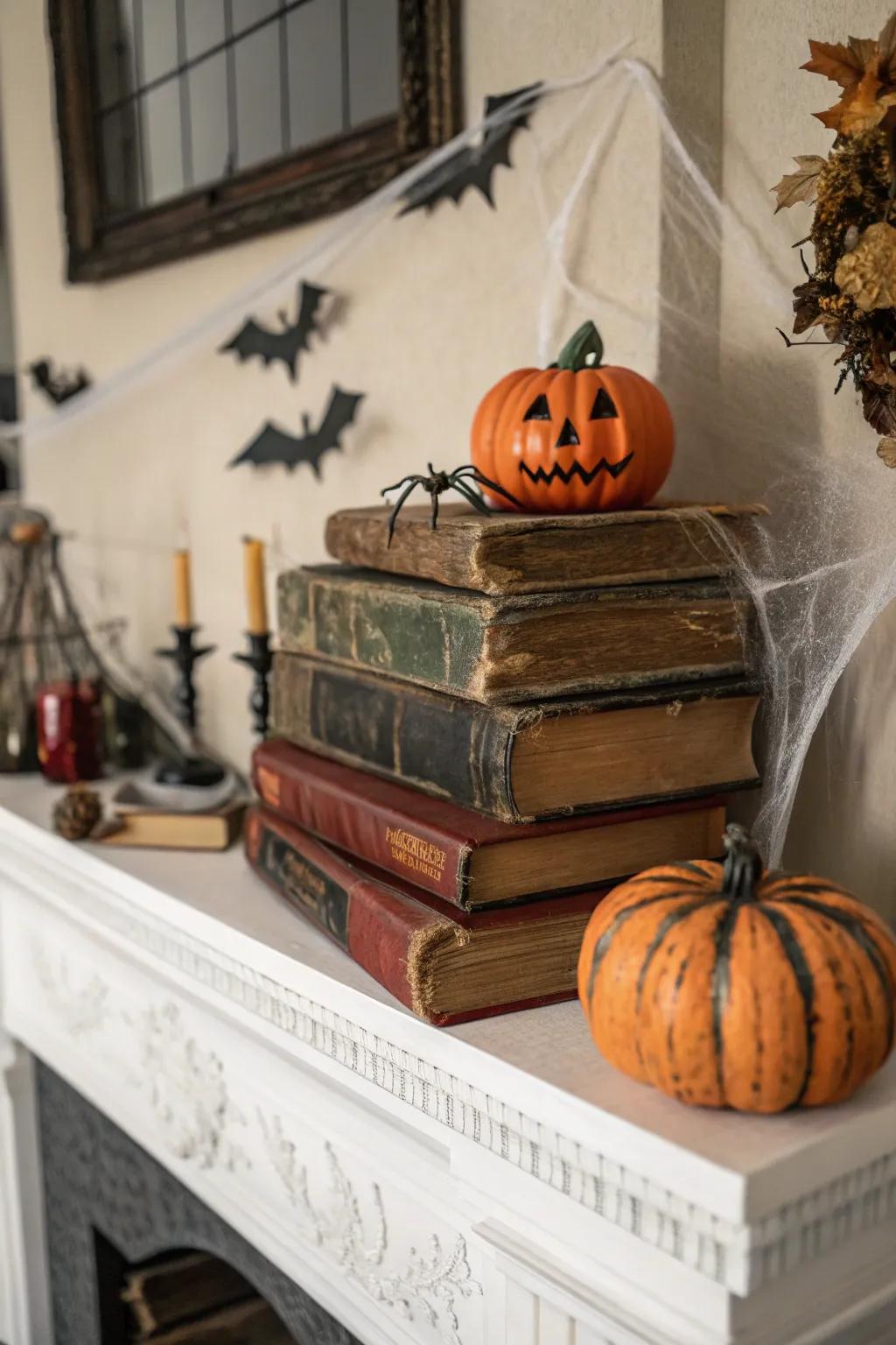 Vintage novels contribute a scholarly, enigmatic note.