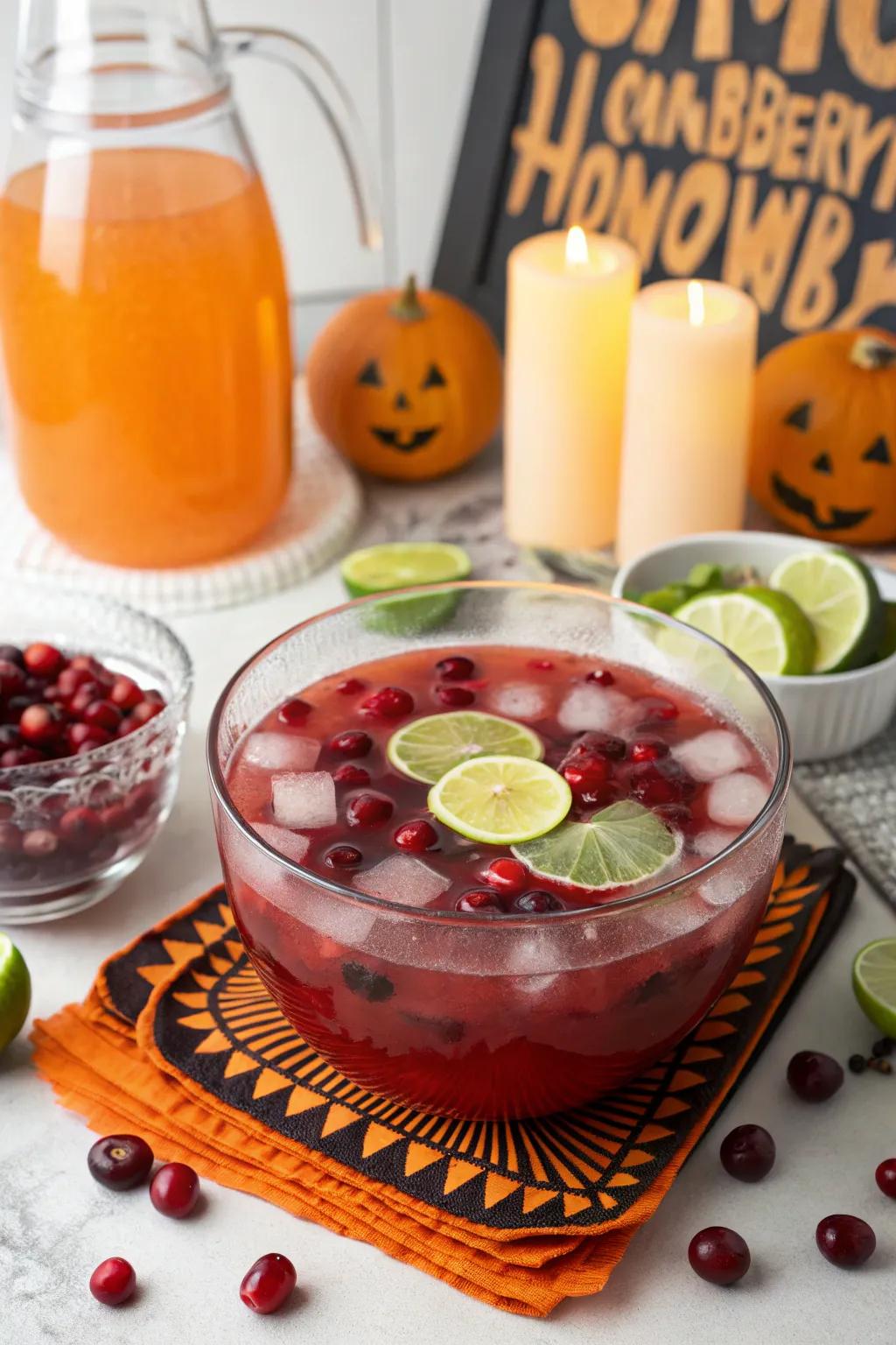 A refreshing Cranberry Sea Breeze to quench your Halloween thirst.