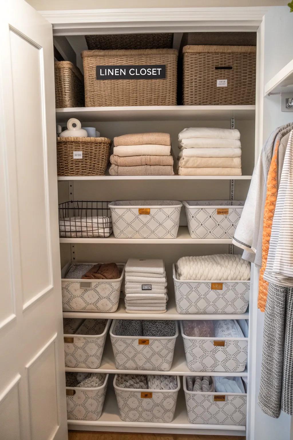 Change out linens seasonally for best organization.