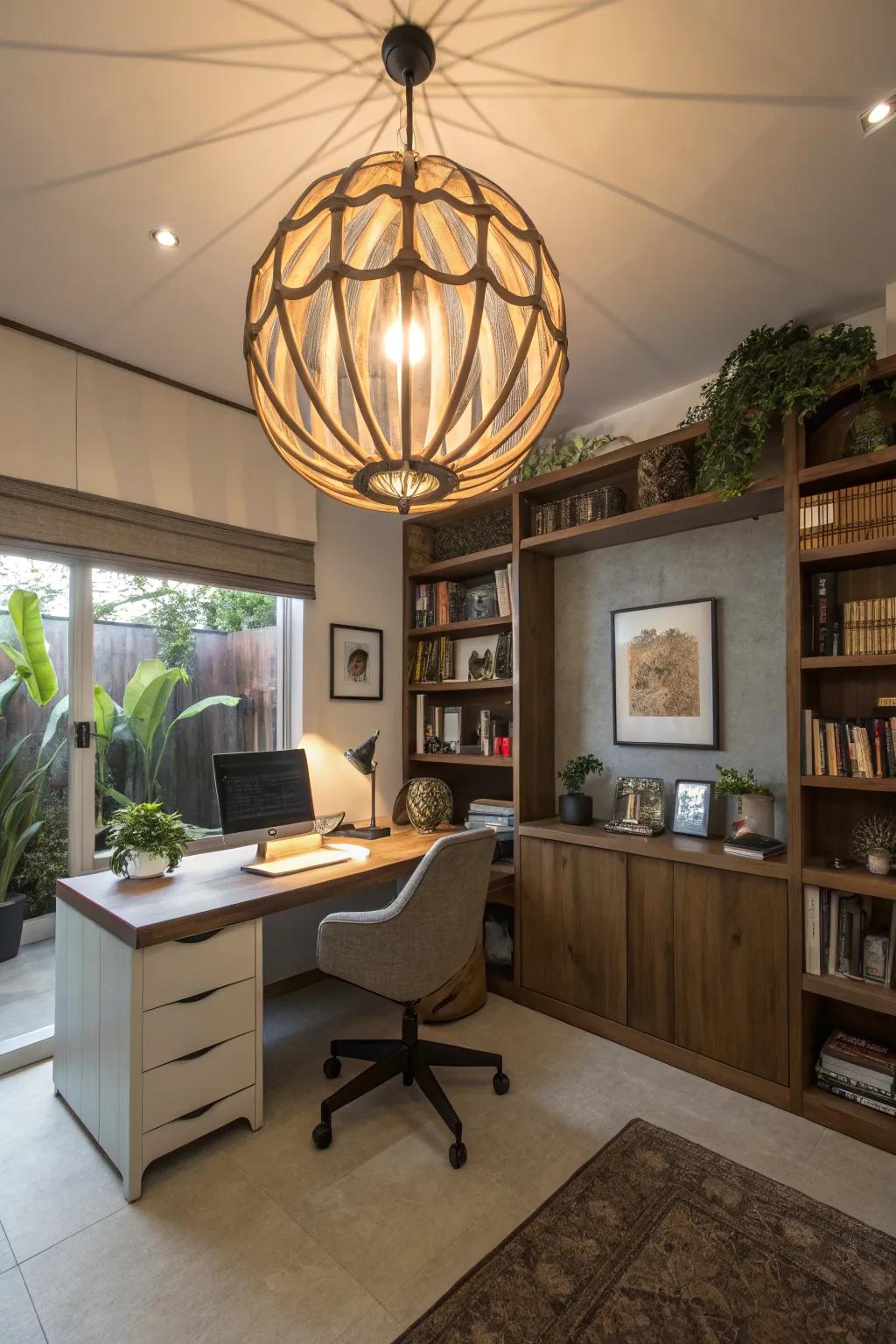 Sculptural lights add creative flair and interest to your workspace.