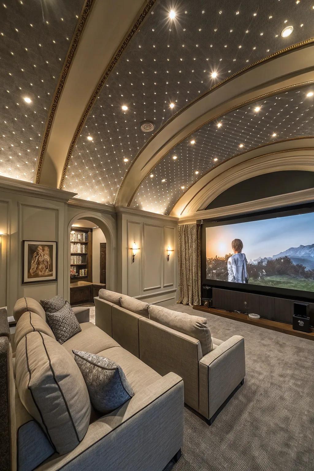 Merge elegance and acoustics through arcing designs.
