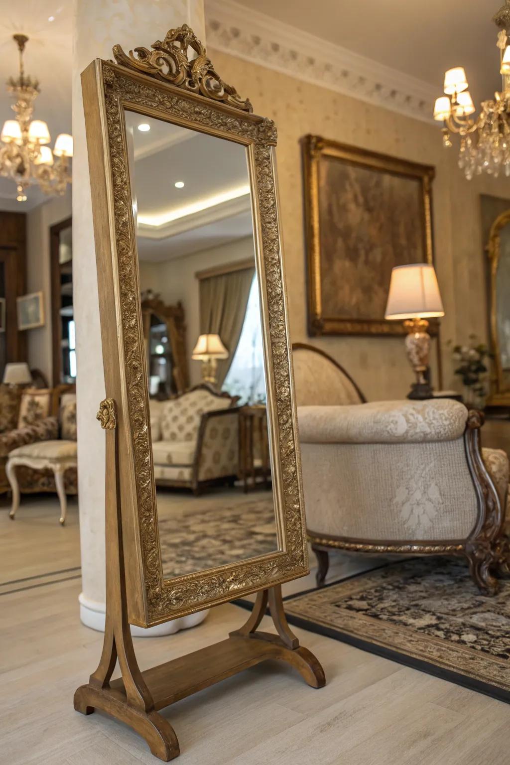Vintage mirrors bring timeless elegance to modern spaces.